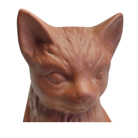 Vintage Terra Cotta Kitty Cat with Bow  Butter Dish - Picture 7 of 12